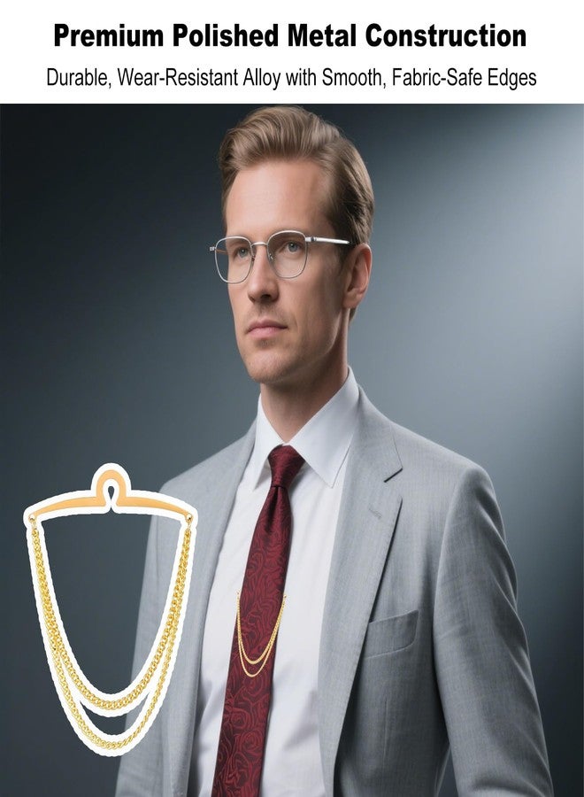 KGCGJVB 2Pcs Tie Chain for Men with Clasps Tacks Men's Accessories Suit Vest Neck Clips Stylish Chains and Clip Clasps for Ties Elegant Men's Tie Clips for Business Wedding and Formal Wear(Silver Gold) - Image 5